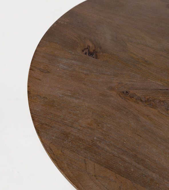 Bremen | Massief Mangohout - Brown Walnut - Gelakt | bijzettafel Ø50, H50,