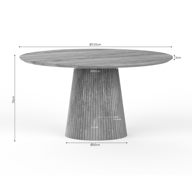 Eettafel Solana Naturel | Mangohout | Rond | 150cm