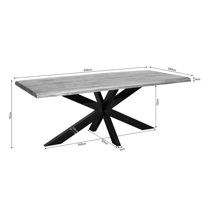 Boomstamtafel Denver | Mangohout | Rechthoek | Matrixpoot | 240cm