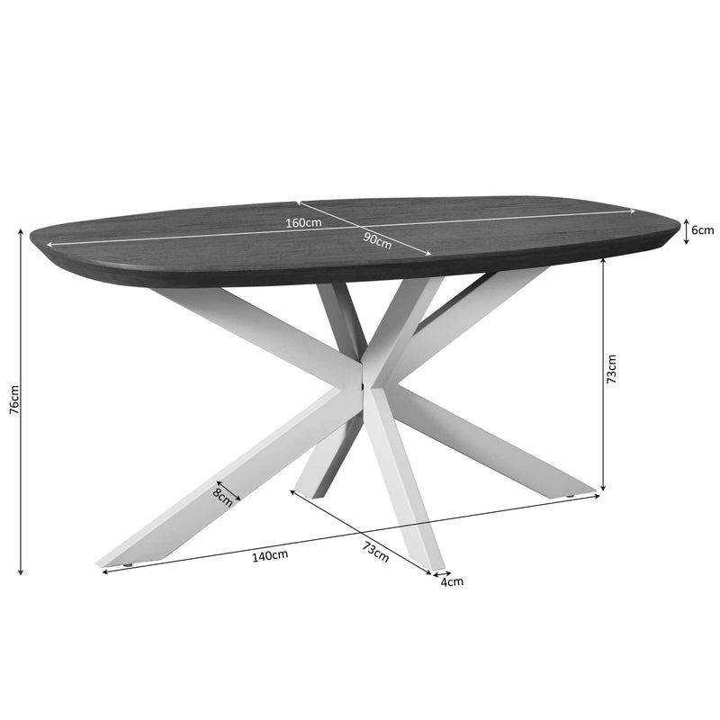 Eettafel Madison Brown | Mangohout | Deens Ovaal | Matrixpoot Black