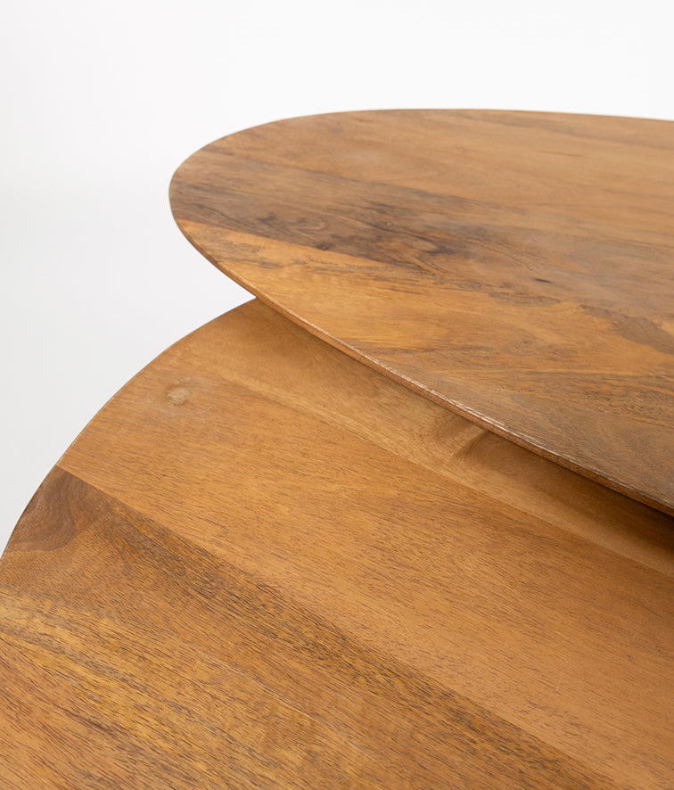 Kassel | Massief Mangohout - Smooth Natural - Gelakt | salontafel organisch, set van 2, (17mm)