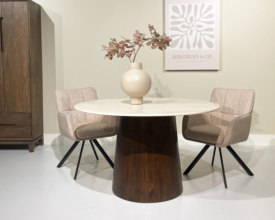 Eettafel Bottecino | Mangohout | Rond | 130cm