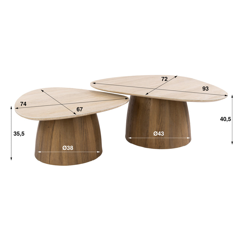 Salontafel Romano driehoekig set/2