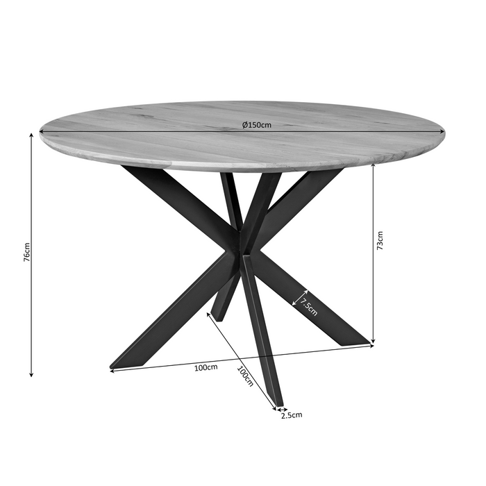 Eettafel Ferris Naturel | Eikenhout | Rond | Matrixpoot | 150cm