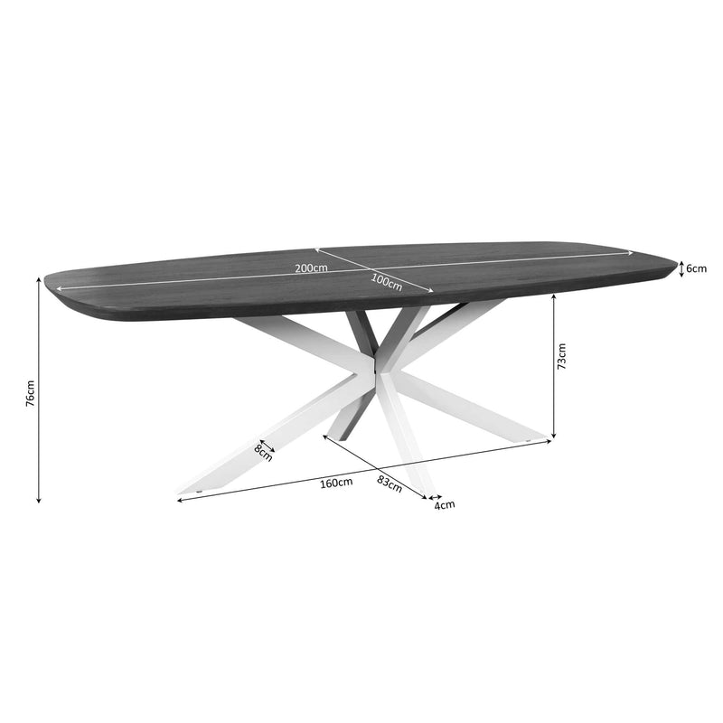 Eettafel Madison Brown | Mangohout | Deens Ovaal | Matrixpoot Black | 200cm