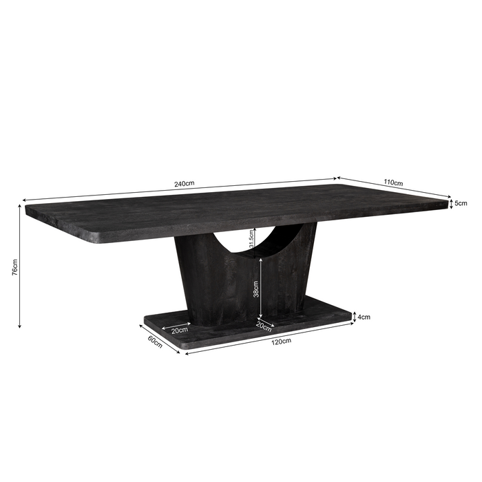 Eettafel Voco Black | Mangohout | Deens Ovaal | 240cm