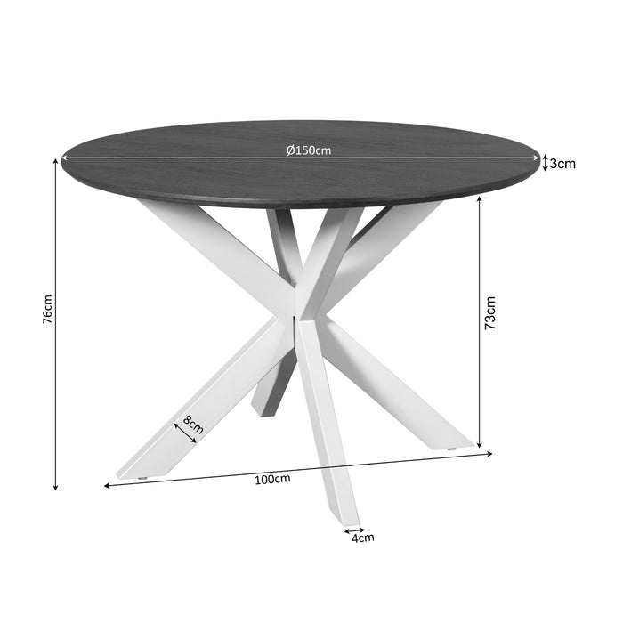 Eettafel Madison Natural | Mangohout | Rond | Matrix Black | 150cm