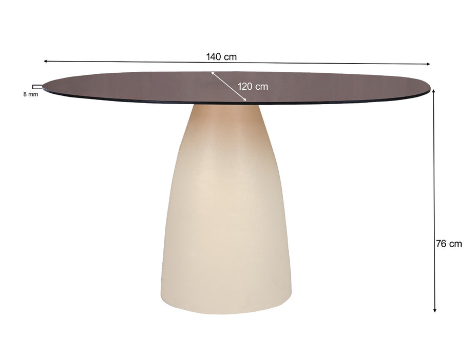 Eettafel Mylon | Rookglas | Organisch | 140 cm