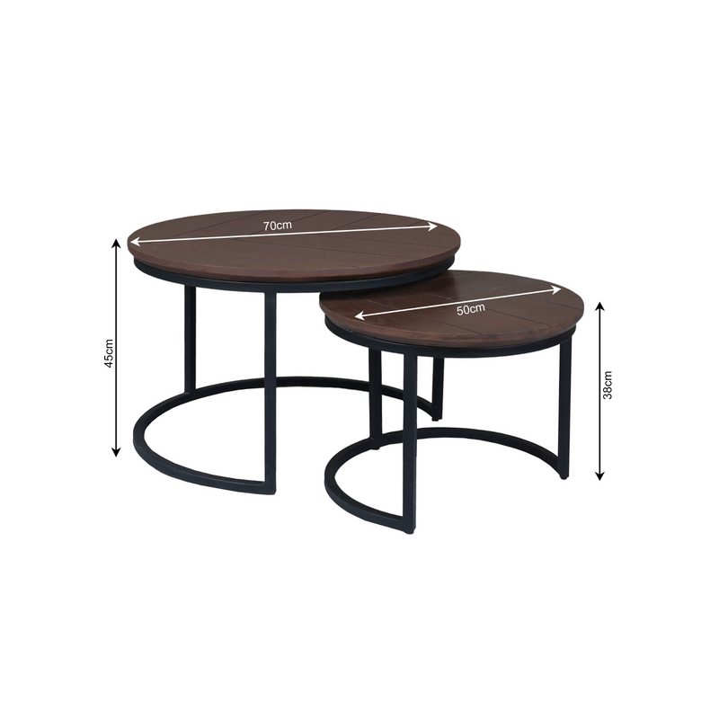 Salontafel Otik Walnut Oak | 70 cm | set van 2