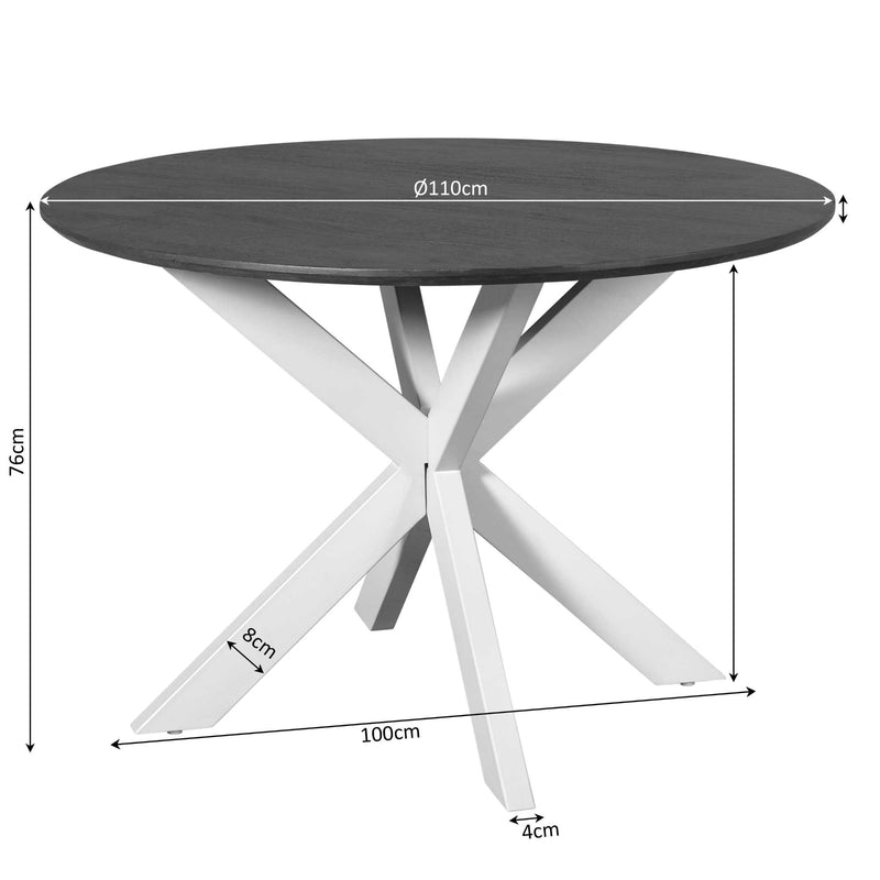 Eettafel Madison Brown | Mangohout | Rond | Matrix Black