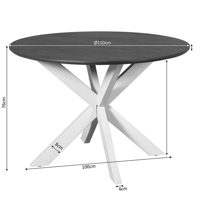 Eettafel Madison Brown | Mangohout | Rond | Matrix Black