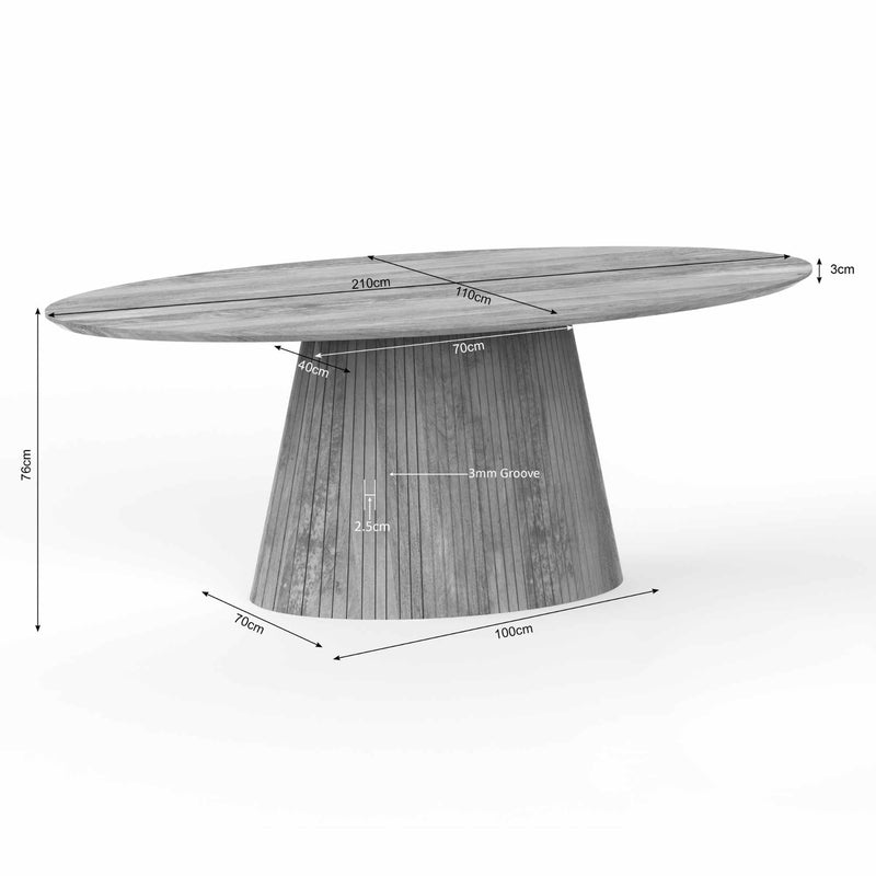 Eettafel Solana Taupe | Mangohout | Ovaal