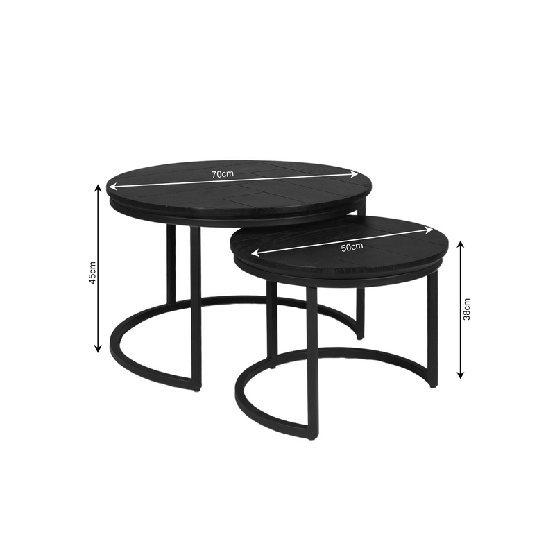 Salontafel Otik Black Oak | 70 cm | set van 2