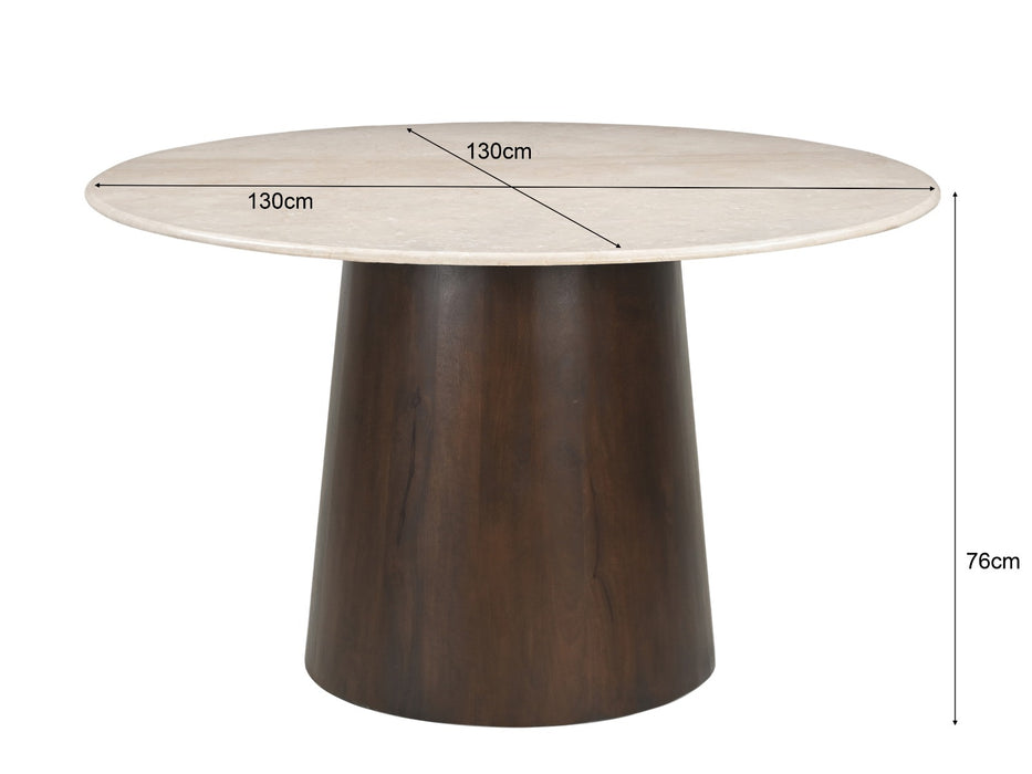 Eettafel Bottecino | Mangohout | Rond | 130cm