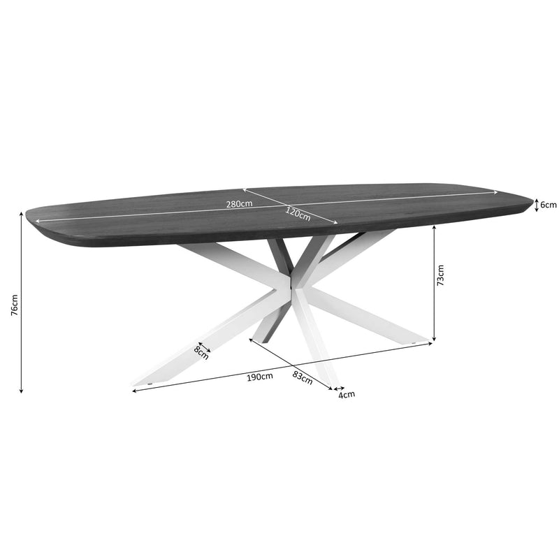 Eettafel Madison Naturel | Mangohout | Deens Ovaal | Matrixpoot Black | 280cm