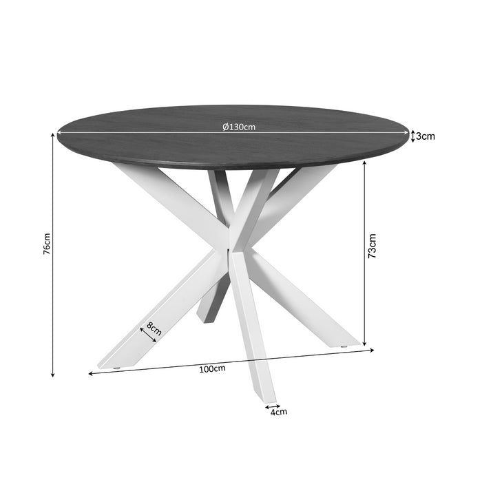 Eettafel Madison Natural | Mangohout | Rond | Matrix Black | 130cm