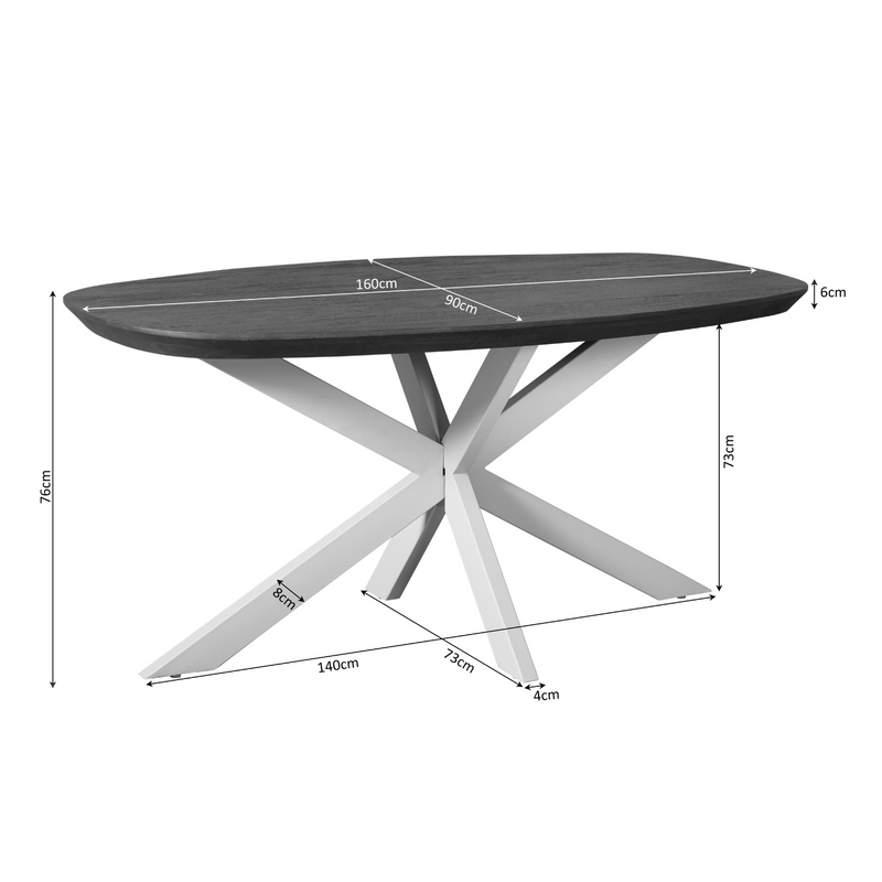Eettafel Madison Naturel | Mangohout | Deens Ovaal | Matrixpoot Black