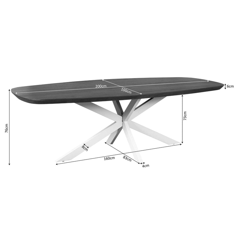 Eettafel Madison Brown | Mangohout | Deens Ovaal | Matrixpoot Sand | 200cm