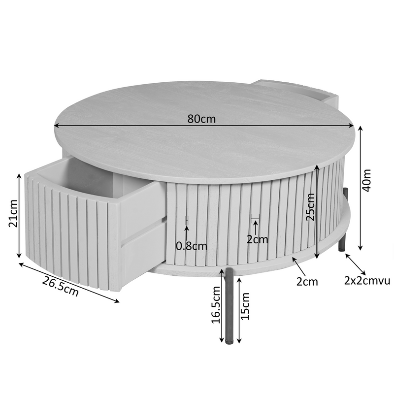 Salontafel Madison Brown | 80 cm | Rond