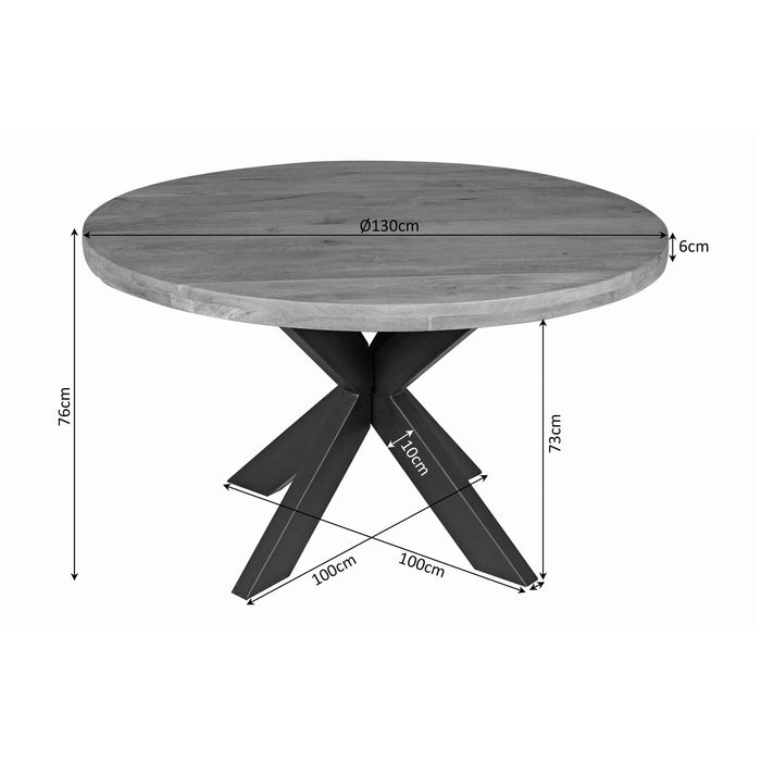 Eettafel Sydney | Mangohout | Rond | Matrixpoot | 130cm