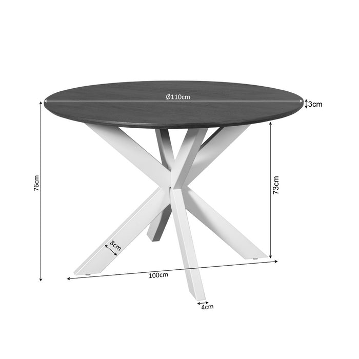 Eettafel Madison Natural | Mangohout | Rond | Matrix Black