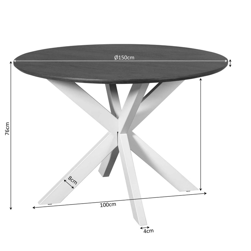 Eettafel Madison Brown | Mangohout | Rond | Matrix Black | 150cm