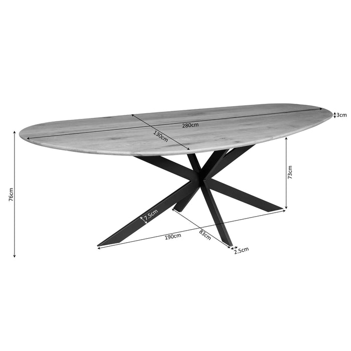 Eettafel Cloud Brown | Eiken | Organisch | Matrixpoot | 280cm