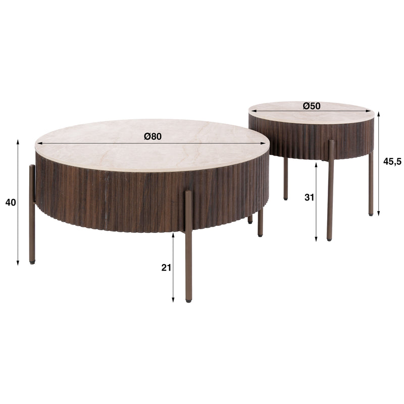 Salontafel Ceramo rond set/2