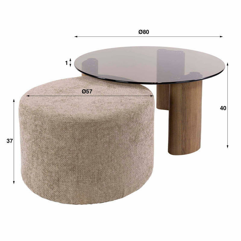 Salontafel Tinto poef set/2