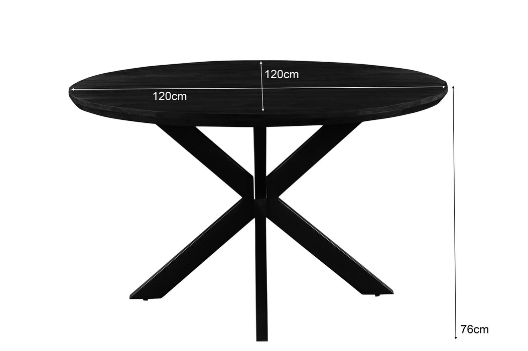 Eettafel Jesper Black | Mangohout | Rond | Matrixpoot