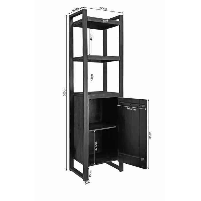 Boekenkast Boaz Black | 1 deur