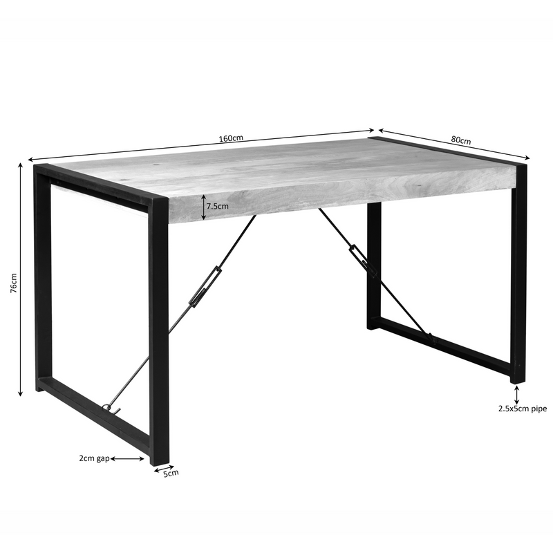 Eettafel Barkley | Mangohout | Rechthoek | U-poot | 160×80