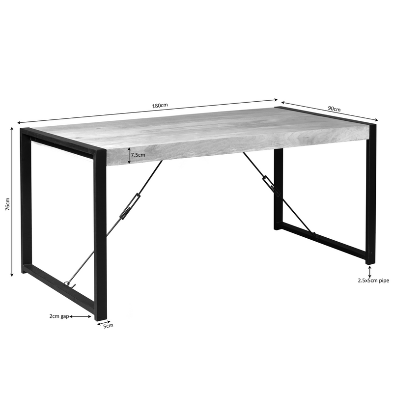 Eettafel Barkley | Mangohout | Rechthoek | U-poot | 180×90