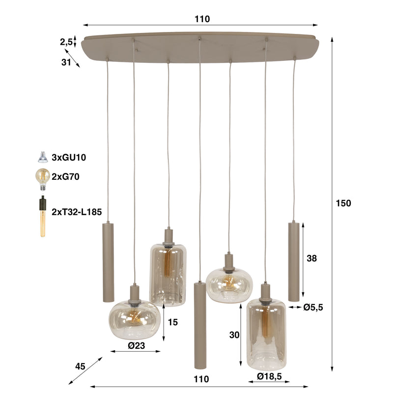 Hanglamp Serene 4+3L