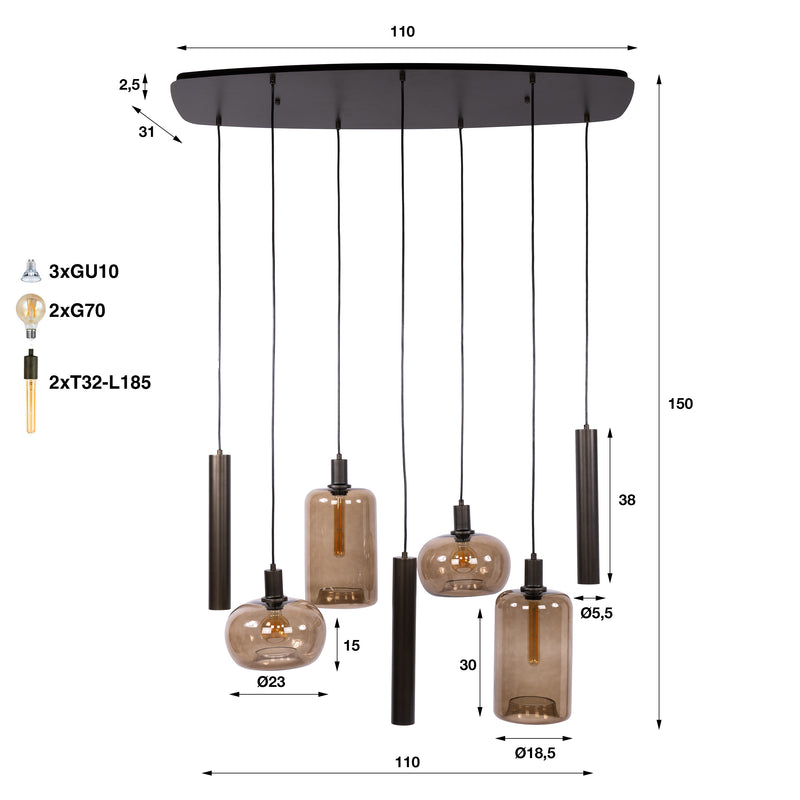 Hanglamp Serene 4+3L