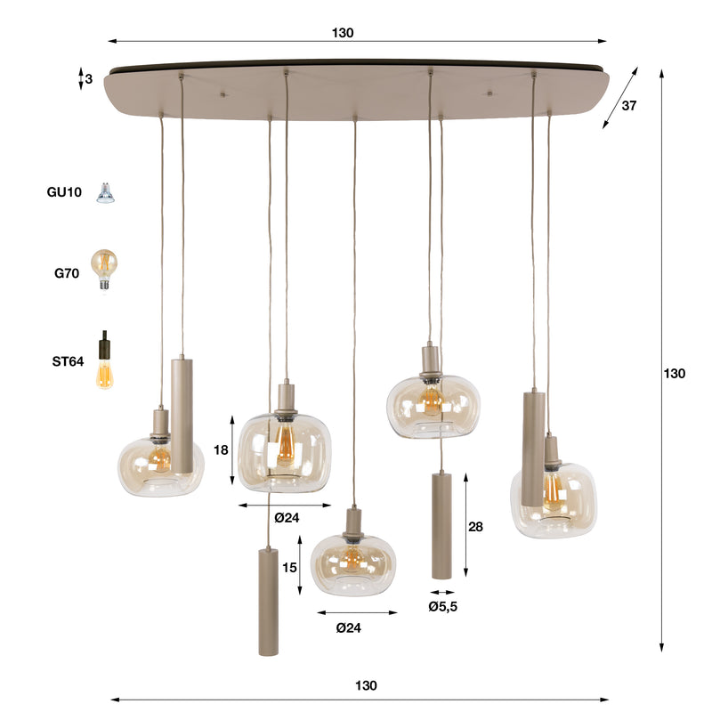 Hanglamp Serene 5+4L