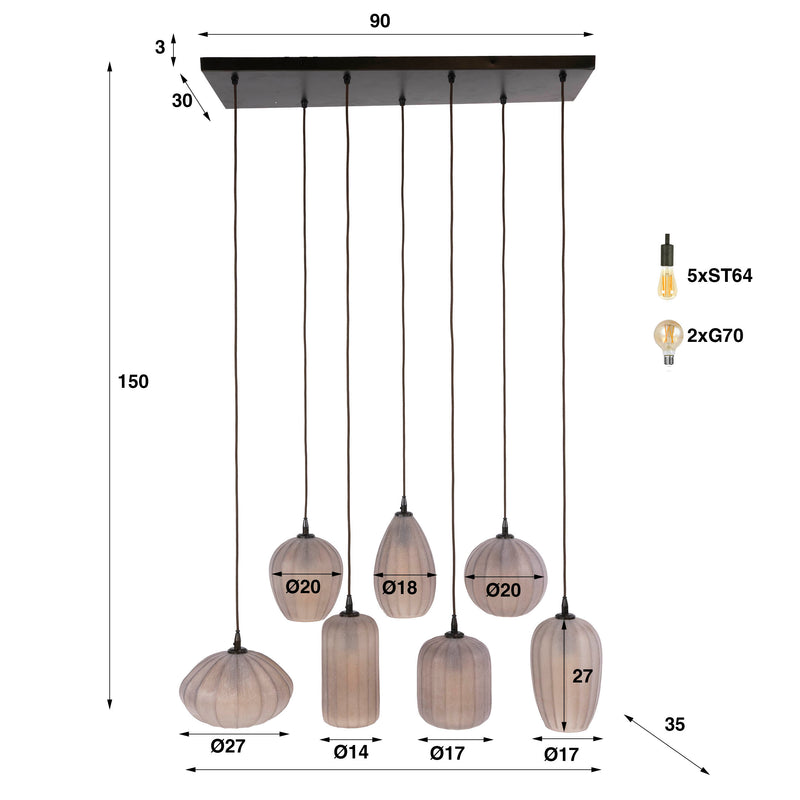 Hanglamp Altura 4+3L