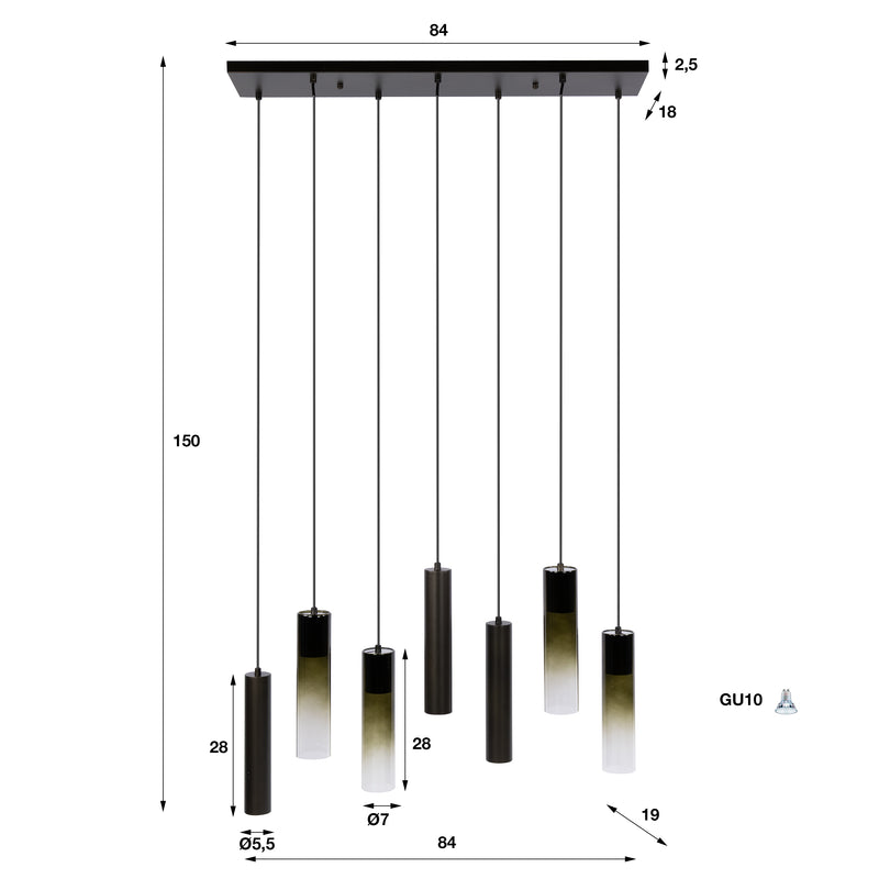Hanglamp Lungo 4+3L