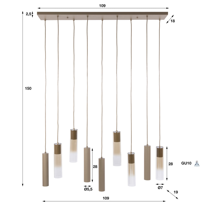 Hanglamp Lungo 5+4L