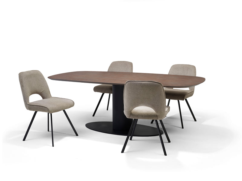 Basic Deens | MDF+HPL | eetkamertafel Ovaal 240X110 HPL1 Ferro Brons+TM03A Ovaal