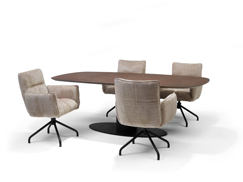 Basic Deens | MDF+HPL | eetkamertafel Ovaal 240X110 HPL1 Ferro Brons+TM03A Ovaal