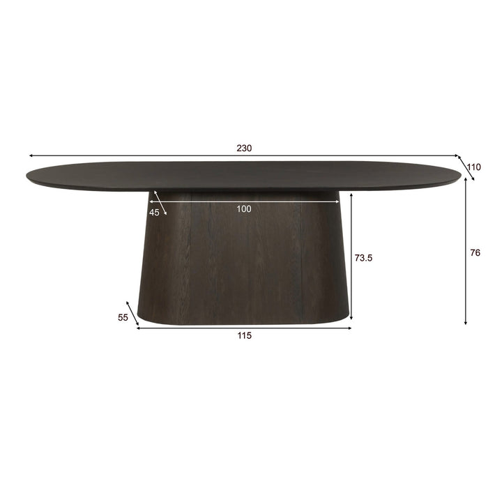 Eettafel Novero Espresso | Eikenhout | Ovaal | 230cm