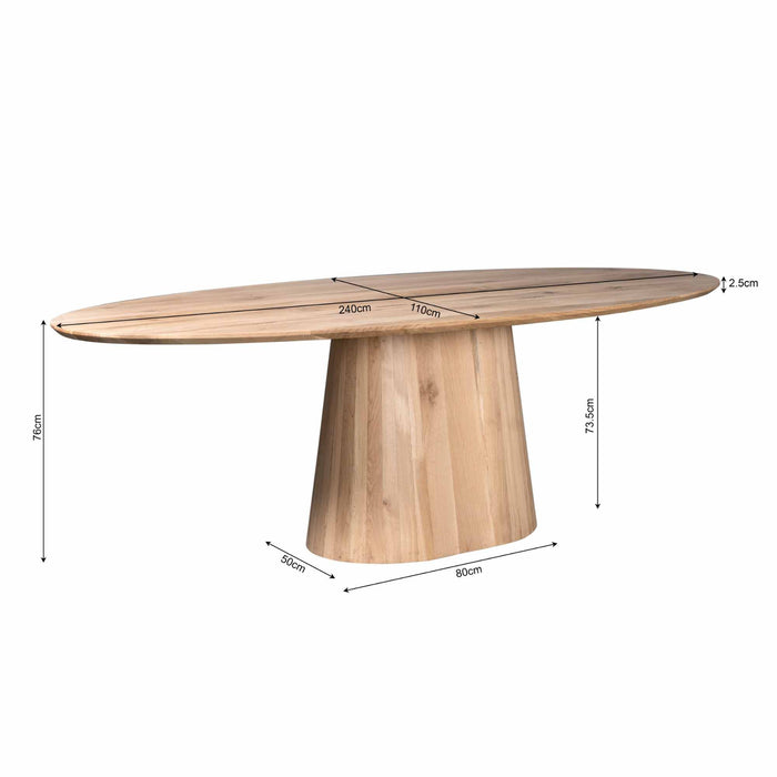 Eettafel Riga | Eiken | Ovaal | Ronde poot | 240cm