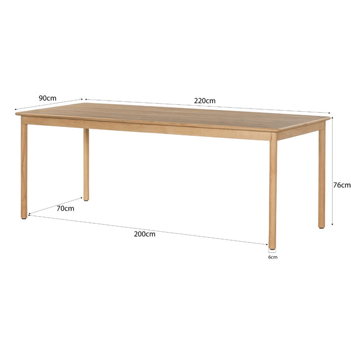 Eettafel Tobago Natural | Eikenhout | Rechthoek |  220cm