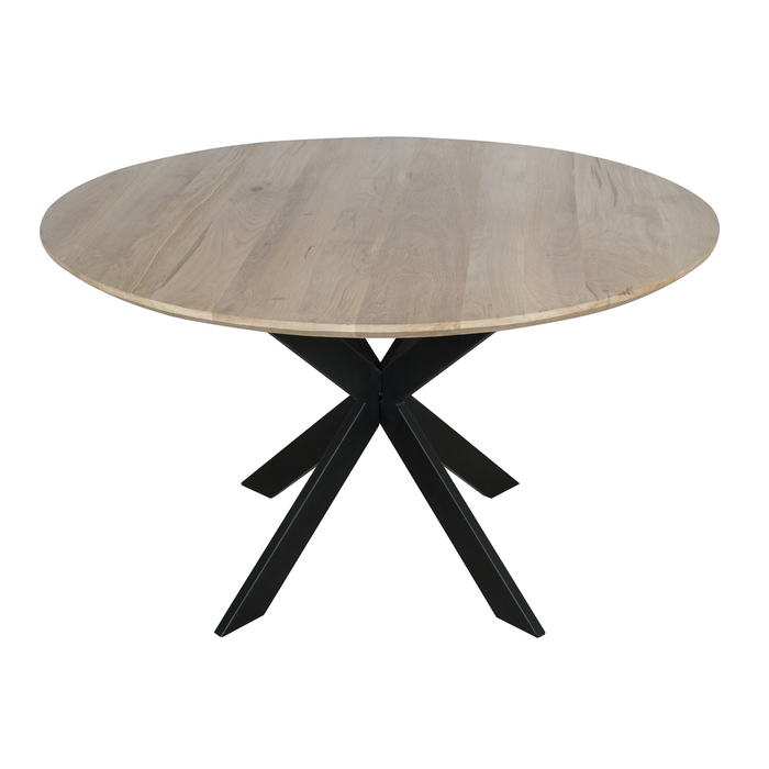 Eettafel Ferris Naturel | Eikenhout | Rond | Matrixpoot | 130cm