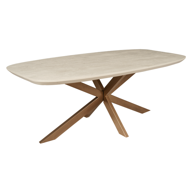 Eettafel Madison Sand | Mangohout | Deens Ovaal | Matrixpoot Brons