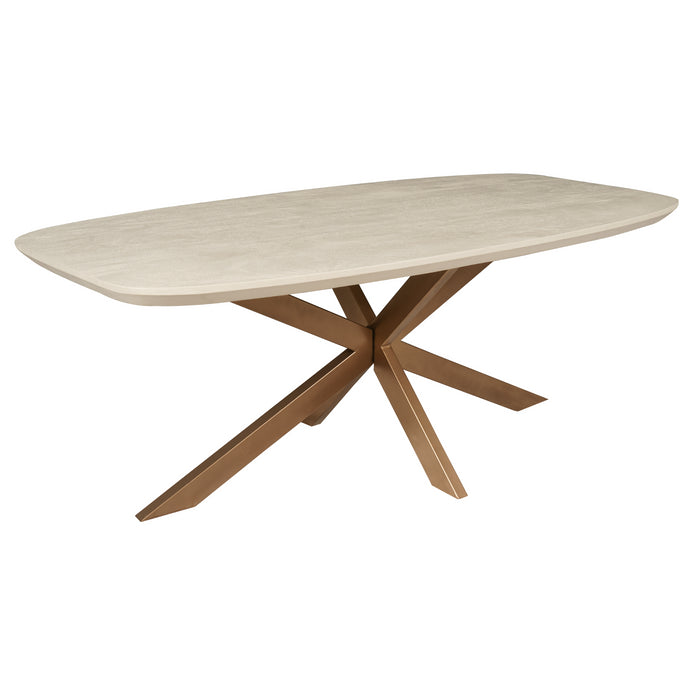 Eettafel Madison Sand | Mangohout | Deens Ovaal | Matrixpoot Brons | 280cm