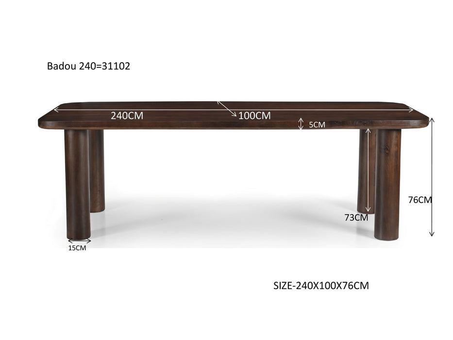 Eettafel Badou |  Mangohout | Rechthoek | 240cm