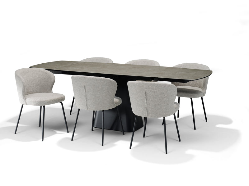 RICK Eetkamertafel | GLAS+KERAMIEK | Glas Keramiek Taupe 160 240X90 Uitschuifbaar