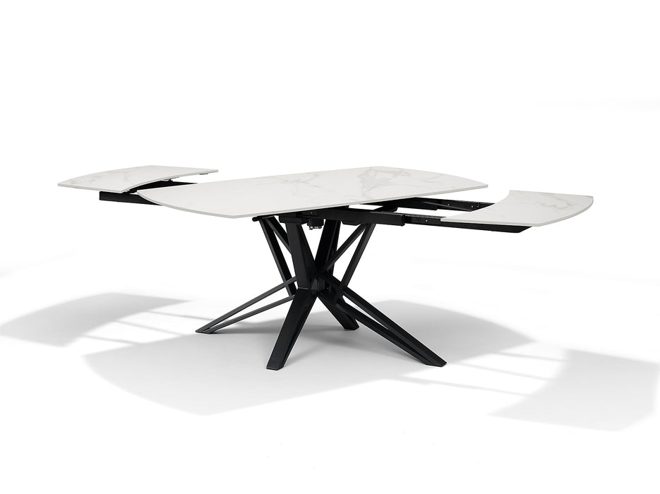 VEGAS Eetkamertafel Deckstone Wit Marmer 160-240X90 Uitschuifbaar